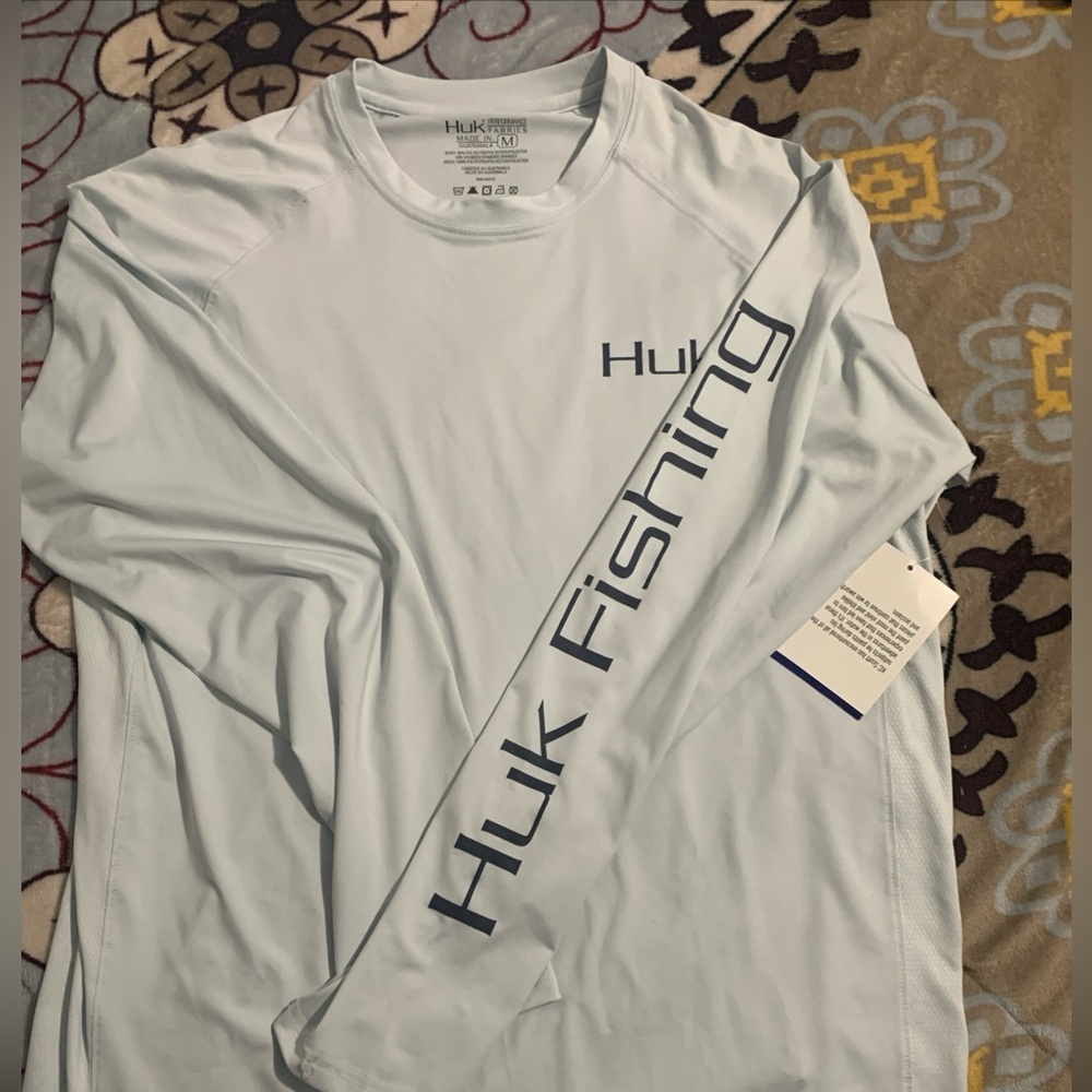 HUK Fishing Shirt Men Med Quick Dry Vented Pursuit Wicking Stretch Lot of 2